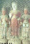 Buddha with two Bodhisattvas, Sui, Dunhuang